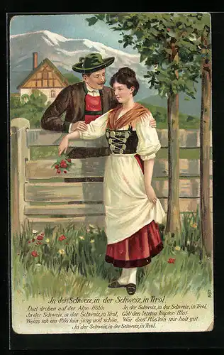 AK In der Schweiz, in der Schweiz, in Tirol, Liebespaar