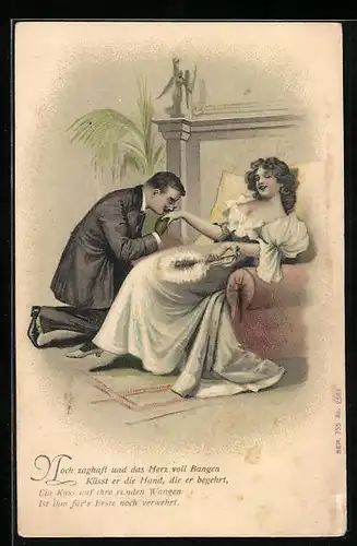 AK Mann küsst junger Dame die Hand