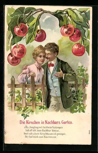 AK Liebespaar unter einem Kirschbaum