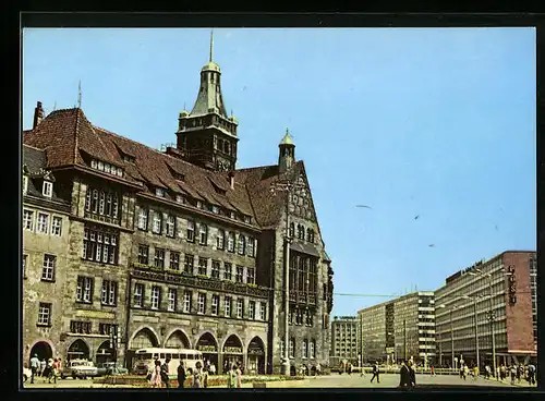 AK Karl-Marx-Stadt, Markt mit Rathaus