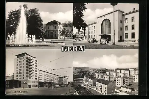 AK Gera, Park der Opfer des Faschismus, Hauptbahnhof, Strasse der Republik, Ortsteil Bieblach