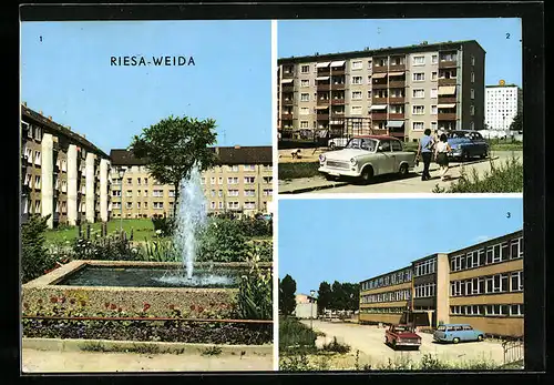 AK Riesa-Weida, Greifswalder Strasse, Villerupter Strasse, 1. Oberschule