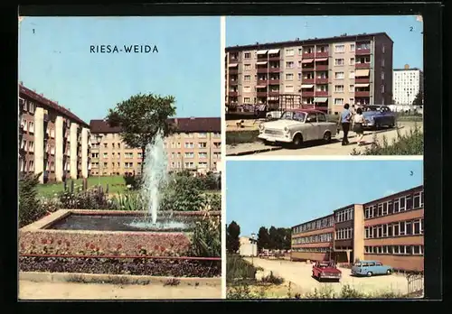 AK Riesa-Weida, Greifswalder Strasse, Villerupter Strasse, 1. Oberschule