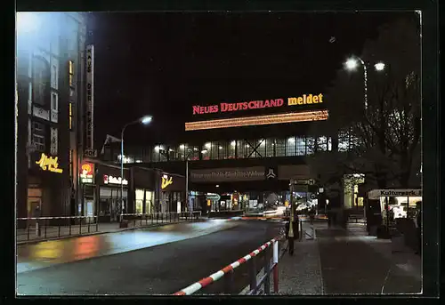 AK Berlin, Bahnhof Friedrichstrasse bei Nacht