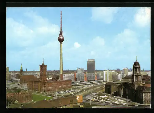 AK Berlin, Zentrum mit Fernsehturm und Rotem Rathaus