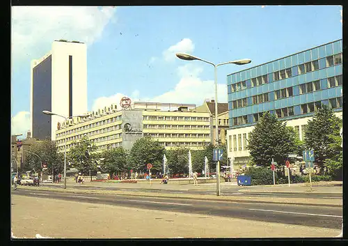 AK Berlin, moderne Architektur, das internationale Handelszentrum und Interhotel Unter den Linden