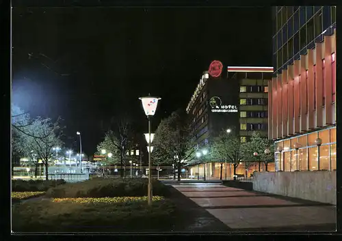 AK Berlin, Hotel Unter den Linden bei Nacht