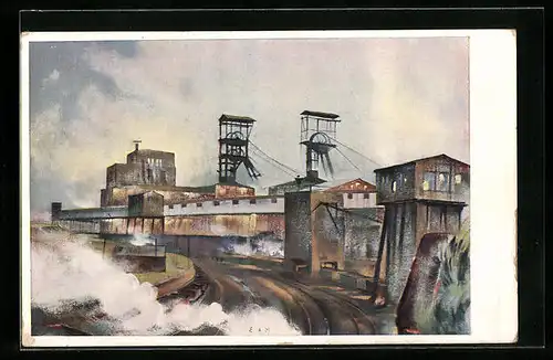 Künstler-AK Kohlscheid-Aachen /Rhld., Eschweiler Bergwerks-Verein, Kohle