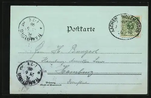 Mondschein-Lithographie Volmarstein an der Ruhr, Hotel Weheberg, Ruine