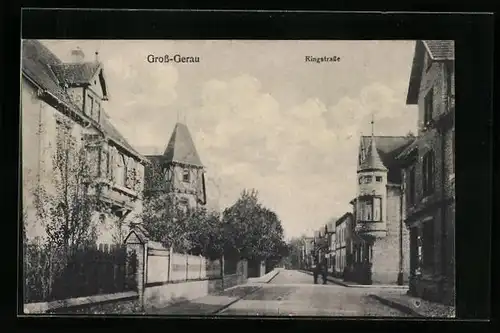 AK Gross-Gerau, Ringstrasse mit Gebäuden