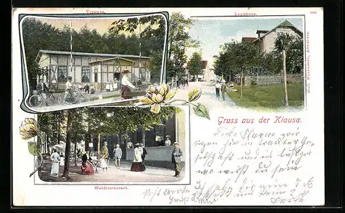 Lithographie Klausa, Logirhaus, Waldrestaurant