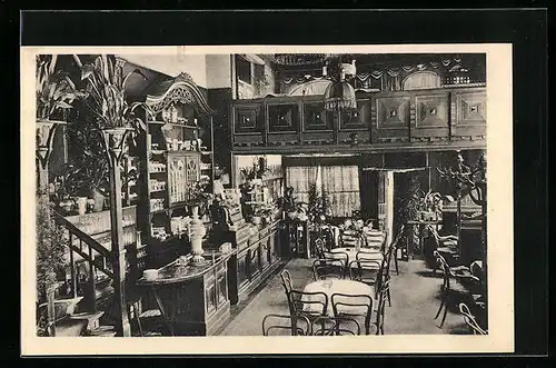 AK Flensburg, Cafe Blücher Friedr. Hansen, Innenansicht