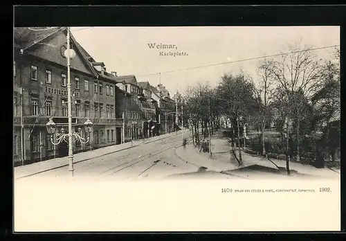 AK Weimar, Karlsplatz mit Gasthaus Russischer Hof