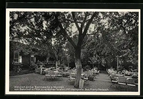 AK Bennewitz bei Wurzen, Gasthaus Waldschänke Franz Partzsch, Gartenansicht