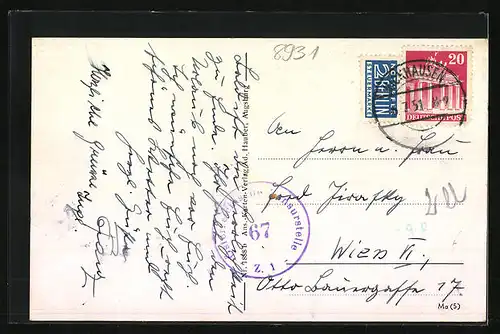 AK Mickhausen, Totalansicht, Schloss / Altersheim, Kirchenpartie