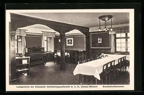 AK Zorbau-Mücheln, Ledigenheim der Eliesabeth Wohlfahrtsgesellschaft m. b. H., Gesellschaftszimmer, Innenansicht