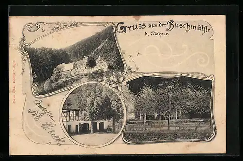 AK Buschmühle b. Stolpen, Ortspartien, Strassenpartie