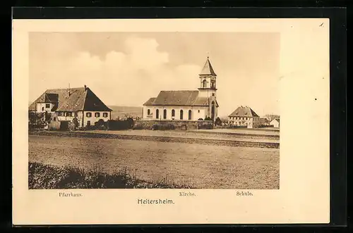 AK Heitersheim, Pfarrhaus mit Kirche und Schule