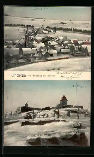 AK Ulrichstein, Ortsansicht vom Schlossberg aus, Schlossbergturm