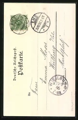 Lithographie Bad Ems, Malbergbahn, Kaiser-Denkmal, Kursaal