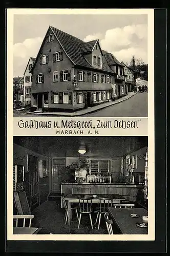 AK Marbach a. N., Gasthaus u. Metzgerei Zum Ochsen