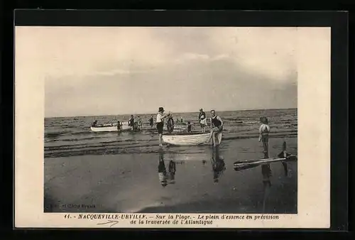 AK Nacqueville-Urville, Sur la Plage