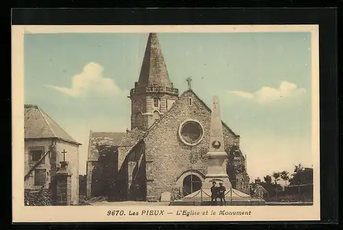 AK Pieux, L`Eglise et le Monument