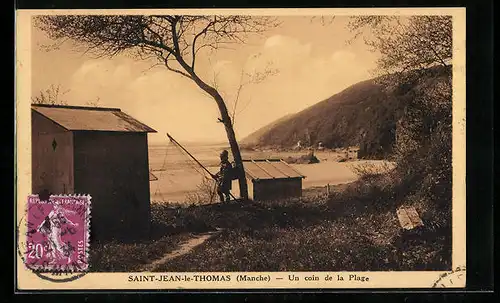 AK Saint-Jean-le-Thomas, Un coin de la Plage
