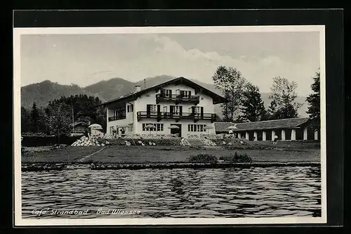 AK Bad Wiessee, Uferpartie mit Café Strandbad