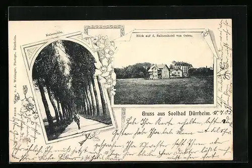 AK Dürrheim, Kaiserallée, Blick auf d. Salinenhotel von Osten