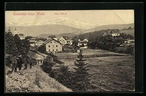 AK Eisenstein /bayr. Wald, Ortsansicht mit Arber