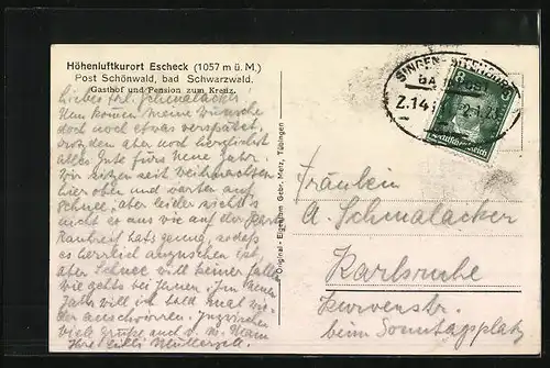 AK Escheck, Gasthof und Pension zum Kreuz