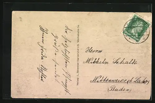 AK Durlach i. B., Schillerstr. mit Gewerbeschule u. Gymnasium