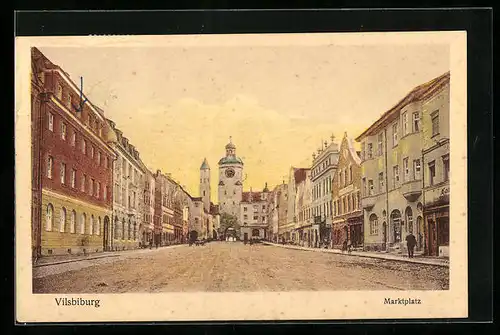 AK Vilsbiburg, Ortsansicht mit Marktplatz
