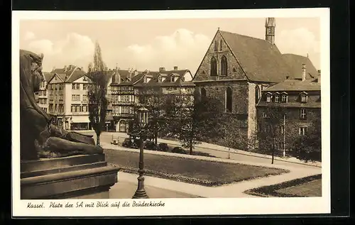 AK Kassel, Platz der SA mit Blick auf die Brüderkirche