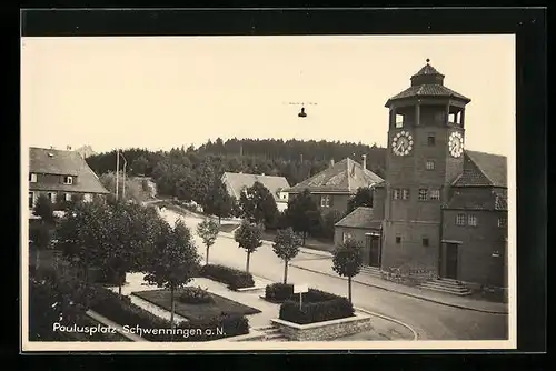 AK Schwenningen a. N., Strassenpartie mit dem Paulusplatz