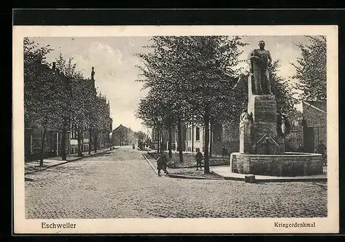 AK Eschweiler, Strassenpartie mit dem Kriegerdenkmal