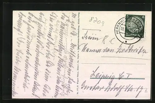 AK Herrnhut, Ortspartie mit Kirche