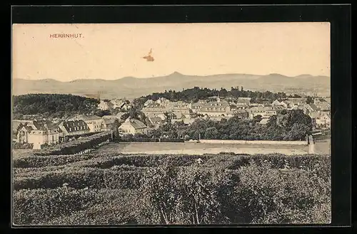 AK Herrnhut, Ortsansicht aus der Vogelschau