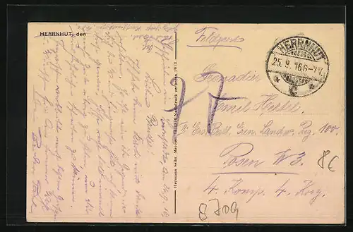 AK Herrnhut, Ortsansicht aus der Vogelschau