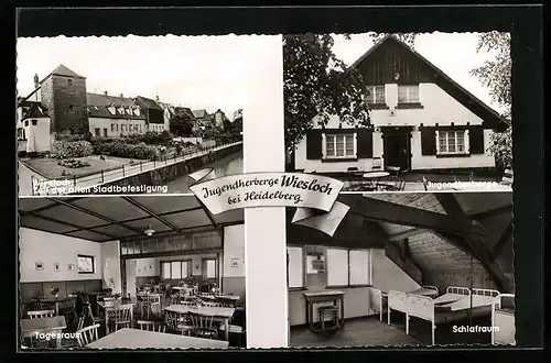 AK Wiesloch b. Heidelberg, Jugendherberge Wiesloch, Teil der alten Stadtbefestigung, Tagesraum