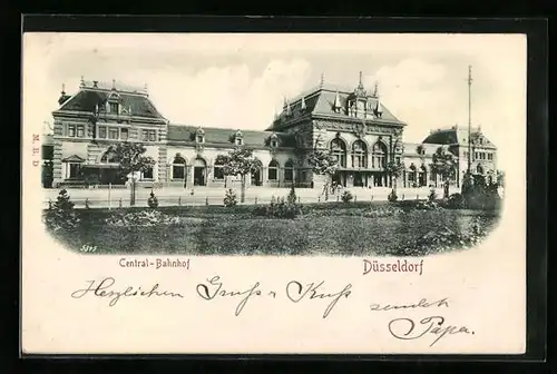 Relief-AK Düsseldorf, Central-Bahnhof