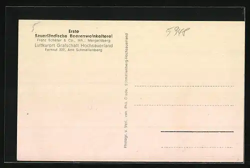 AK Grafschaft Hochsauerland, Klosterkelterei Inh.: Mergelsberg, n