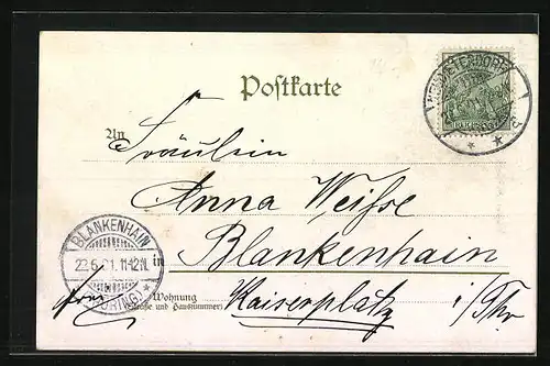 Lithographie Gotha, Ortsansicht, Museum Durchblick