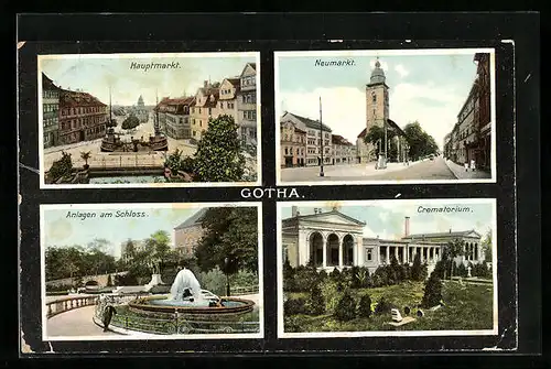 AK Gotha, Neumarkt, Hauptmarkt, Crematorium