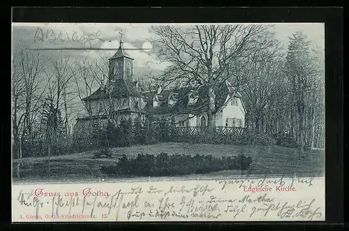 Mondschein-AK Gotha, Englische Kirche