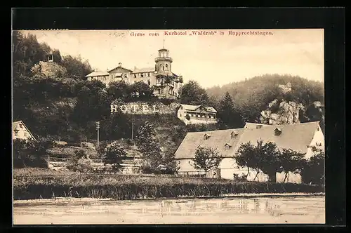 AK Rupprechtstegen, Ortsansicht mit Kurhotel Waldrab