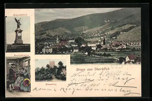 AK Oberkirch, Ortsansicht, Kriegerdenkmal, Renchthaltrachten