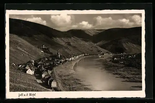AK Zell a. d. Mosel, Gesamtansicht aus der Vogelschau