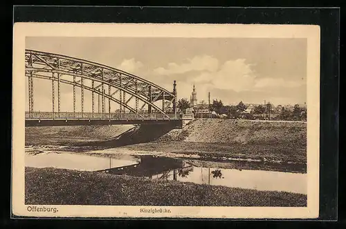 AK Offenburg, Ortsansicht mit Kinzigbrücke